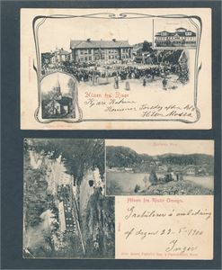 HILSEN FRA RISØR 2 kort, begge med udelt bakside, det ene poststemplet 1903