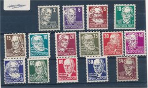 DDR xx Mi 327-41, 1952-53 komplett serie. Priset som billigste (€ 400)