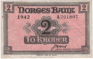 2 kroner 1942 A.201807. Kv.1/1+