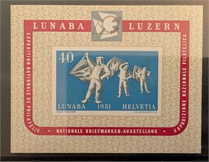SVEITS, Miniark LUNABA 1951 (blokk nr. 14), nær postfrisk.