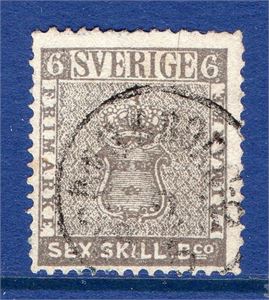 F3a1-a2  6 skill bco grå-svartgrå stämplad Götheborg 2.5.1856. Intyg HOW "färgstarkt ex, ytterst sällsynt