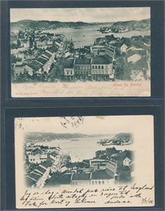 ARENDAL (John S. Olsen) 2 kort, det ene med ankomst tur-stempel "SKIEN"