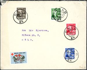 185/88. Bjørnson i komplett serie på konvolutt, stemplet "Oslo Br. 8.12.32".