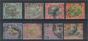 Br. Kolonier FED. MALAY STATES 15/22. First tiger issues, seemingly cpl., but 4 c is later wm. type. (approx. £70)