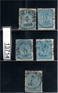 Nk 14 o. "VESTRE THOTEN", "OVERHALVDEN", "CHRA.- CHARLOTBRG B", "HADSEL" og "EIDSSKOG". Variabel tagging