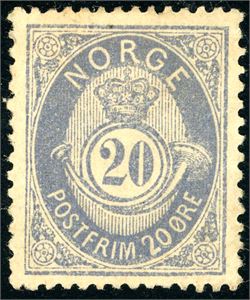 40 IaX. 20 øre blå 1883. (6.000,-).