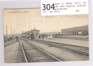 Lillestrøm Jernbanestation (N.K. 526)  st. Espen (frim fjernet, skrift på forsiden og utflytende skrift på baksiden)
