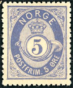 24 IIa. 5 øre skravert Posthorn. (1.200,-).