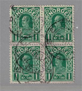 Nk 110 I o. 1kr Haakon i 4-blokk, et hjørne litt svakt