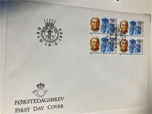 Bunke med 39 FDC - alle med 4-blokker i perioden 08.05.87 til 14.6.1990