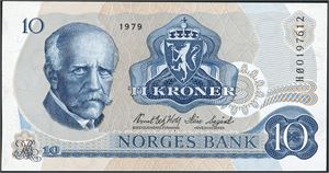 10 kroner 1979, serie HØ 0197612. 0