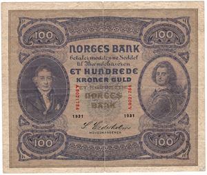 100 kroner 1931 A.9021784. Kv.1