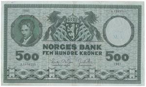500 kroner 1961 A.1449714. Kv.1