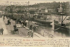 Telemark Skien, Telemarksbryggen m/DS Nordsjø (NK 488). Udelt bakside, småf. s/hv.  Stpl. Bureau De Mer De Norvge Kristiansand-Fredrikshavn 24-III-07, frim pent fjernet.  Pen kvalitet.