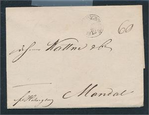 Brev fra Kjøbenhavn til Mandal datert 1830. Stemplet "HELSINGBORG 15-12-1830"