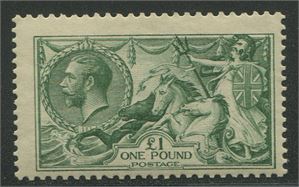 1913 £1 dull blue-green SG404 unmounted mint