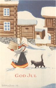 Aukrust -42   jente med katten bak st 1948