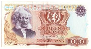 1000 kroner 1980 B.1359197. Kv.1+