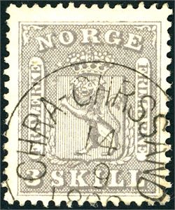 7. 3 skill, annullert med skipsstempel "Chra-Chrssand".