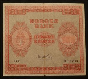 100 kroner 1949 B. Kv.1