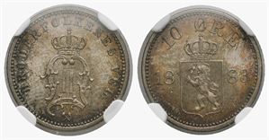 10 øre 1883 Oscar II. Kv.0