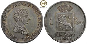 Speciedaler 1835 Carl XIV Johan. NMD.13a. Flott patina. Kv.01