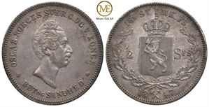 1/2 speciedaler 1847 Oscar I. Kv.1+/01