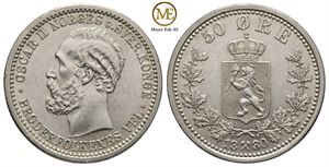 50 øre 1880 Oscar II. Kv.0