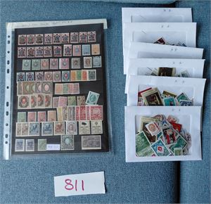 SOVJET Dobbel plansje, mest gammelt + postfriske merker i 6 dublettposer som ser ut til å ha likt innhold