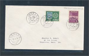 brev stemplet koh "M/B FARØY" sidestemplet "FARSUND 11-2-56" til USA