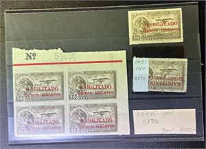 MEXICO xx Mi 650 1931 luftpost i 4-blokk og stemplet med omvendt overtrykk  (€ 170)