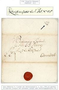 Komplett brev, datert Christianssand d. 1. Dec 1795, og sendt som "Kongelig Tjenste" til Arendal.