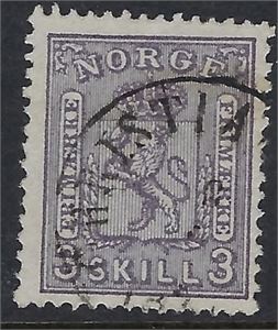 NK 13b Christiania stemplet på merke   (2.000.-) Ganske klart trykk .  En tg. litt lav