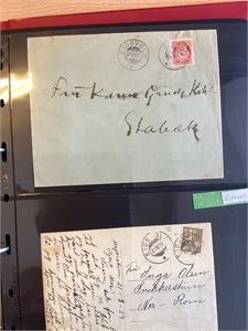 Eidsvoll (Ak) hjemstedsamling 42 brev og kort i album  både små og storf. Kort.   Rek- og Verdibrev.