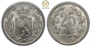 25 øre 1902 Oscar II. MS 67 Prakt eksemplar