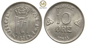 10 øre 1913 Haakon VII. Ex.OMG.18. Kv.0