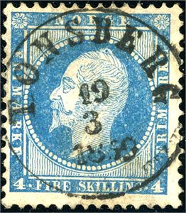 4. 4 skilling Oscar, pent fullstemplet "Tønsberg 19.3.1859".
