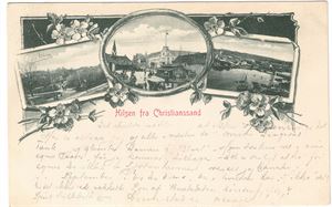 HILSEN FRA CHRISTIANSSAND (Anonymt). Udelt bakside, brukt 1900