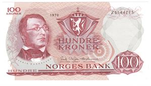 100 kroner 1970 Z.5144775. 5-million erstatningsseddel. Kv.0/01