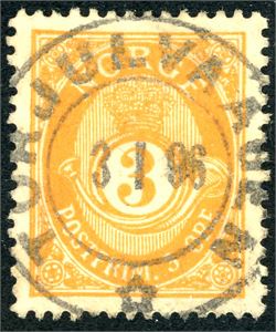 56 A. 3 øre fintagget Centraltrykkeriet, rettevndt fullstemplet "Torjulvaagen 3.1.96" Absolutt luksus!