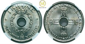 1 krone 1951 Haakon VII. MS 66. Kv.0