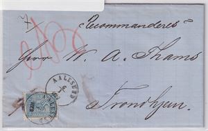 NK 14, Aalesund 6/1-1869 på Rekomandert brev til Trondhjem