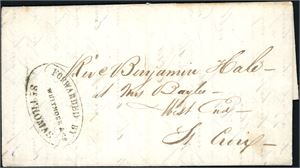 A complete letter from U.S.A. to St. Croix in 1836, forwarded private from New York with "Whithemore & Co, St. Thomas".