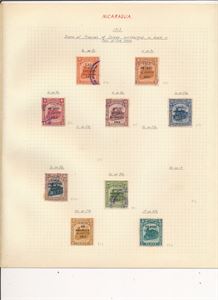 NICARAGUA Egenmontert samling i 2 bind til 1931 inkl noen provinser. Dels veldig spesialisert