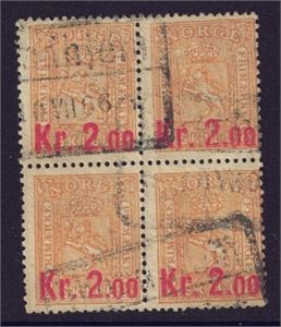 NK 87 I, 4-blokk med pakkepoststempel