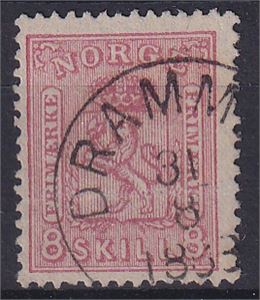 NK 15 A, Dramm(en) 31-8-1868 på 8 sk. Våpen med klart trykk (3500)