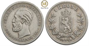 1 krone 1878 Oscar II. Kv.1+