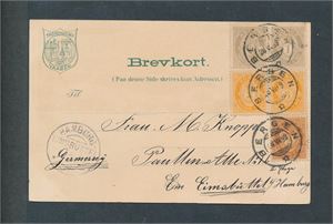 Nk 50, 65 i par og 75 i par på kort Hilsen fra Trondhjem til Tyskland. Oppgitt: Eneste kjente i NK