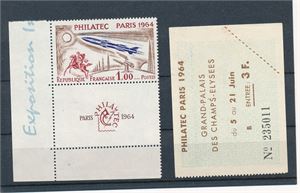 FRANKRIKE xx Mi 1480, 1964 Philatec med vedheng. Medfølger billett til utstillingen (€ 20)