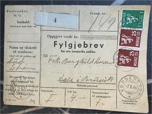 Følgebrev stmpl. Vordeneset (Rogaland)